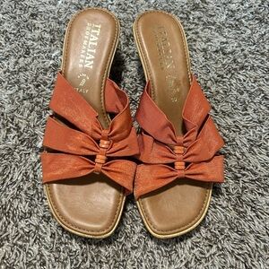 Italian Shoemakers Orange Brown Sandals with Knotted Design